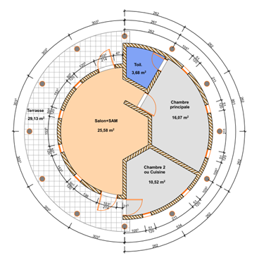 Logement circulaire T2 / T3